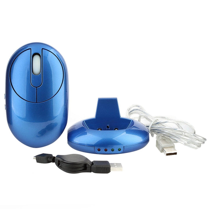 Lisslune | MZ-012 2.4G 1200 DPI Wireless Rechargeable Optical Mouse with 3 Ports USB Hub / Charging Dock (Blue)