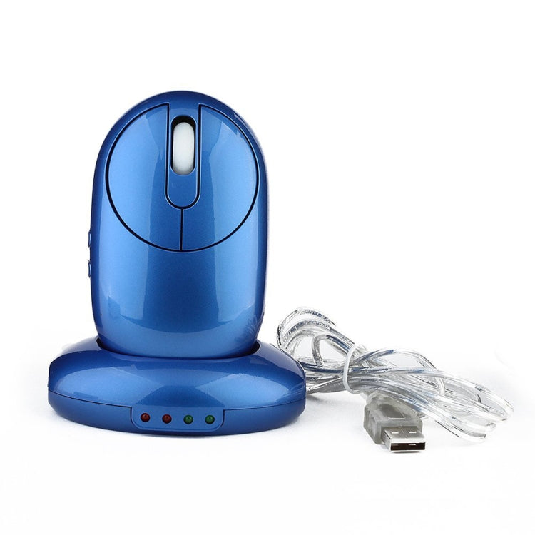 Lisslune | MZ-012 2.4G 1200 DPI Wireless Rechargeable Optical Mouse with 3 Ports USB Hub / Charging Dock (Blue)