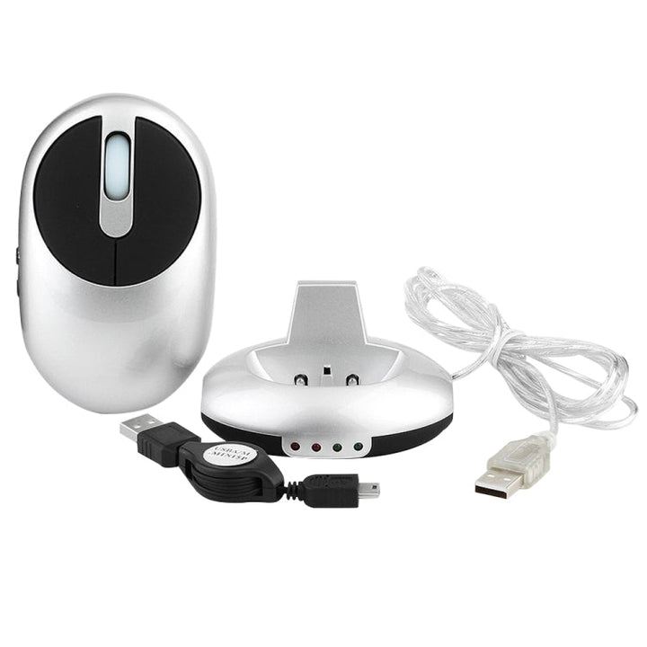 Lisslune | MZ-012 2.4G 1200 DPI Wireless Rechargeable Optical Mouse with 3 Ports USB HUB / Charging Dock (Silver)