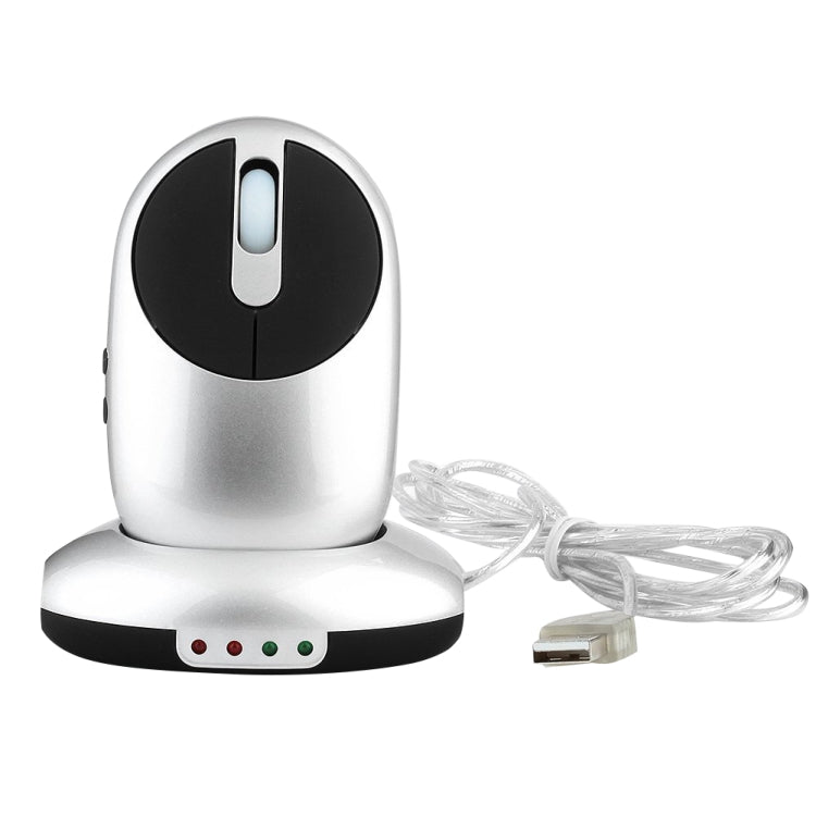 Lisslune | MZ-012 2.4G 1200 DPI Wireless Rechargeable Optical Mouse with 3 Ports USB HUB / Charging Dock (Silver)