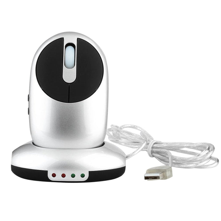 Lisslune | MZ-012 2.4G 1200 DPI Wireless Rechargeable Optical Mouse with 3 Ports USB HUB / Charging Dock (Silver)