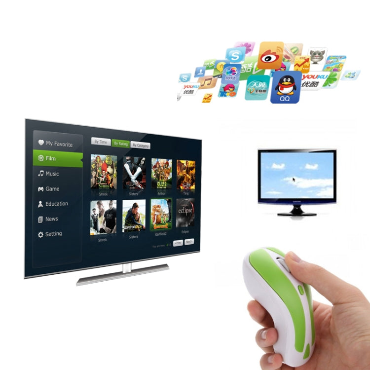 Lisslune | PR-01 6D Gyroscope Fly Air Mouse 2.4G USB Receiver 1600 DPI Wireless Optical Mouse for Computer PC Android Smart TV Box (Green + White)