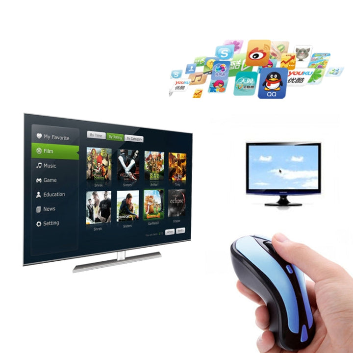 Lisslune | PR-01 6D Gyroscope Fly Air Mouse 2.4G USB Receiver 1600 DPI Wireless Optical Mouse for Computer PC Android Smart TV Box (Blue + Black)