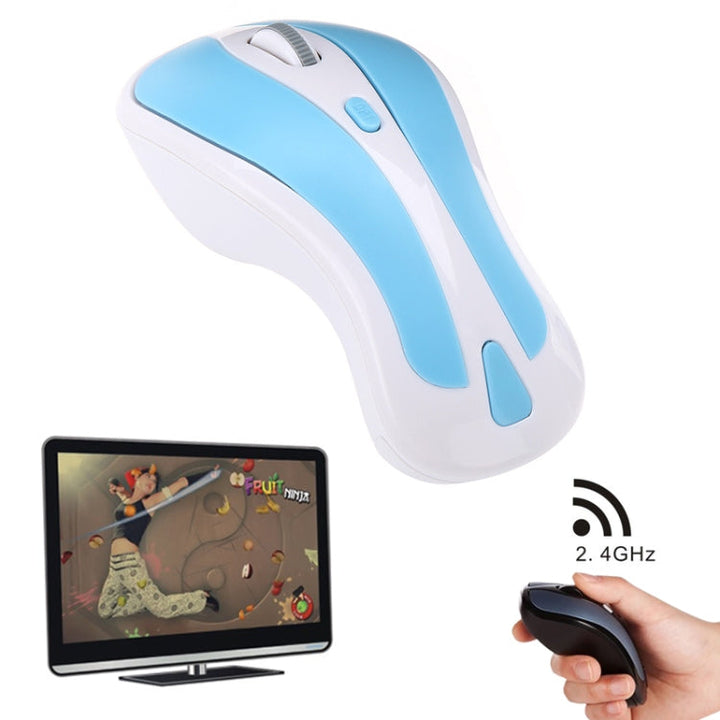 Lisslune | PR-01 6D Gyroscope Fly Air Mouse 2.4G USB Receiver 1600 DPI Wireless Optical Mouse for Computer PC Android Smart TV Box (Blue + White)