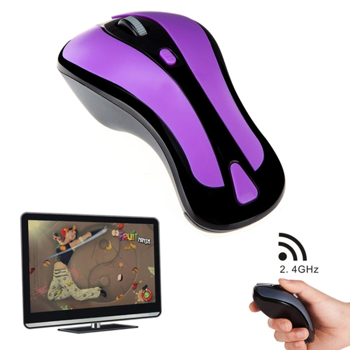 Lisslune | PR-01 6D Gyroscope Fly Air Mouse 2.4G USB Receiver 1600 DPI wireless optical mouse for Computer PC Android Smart TV Box (Purple + Black)