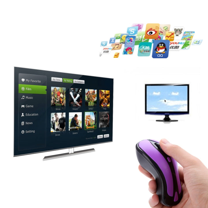 Lisslune | PR-01 6D Gyroscope Fly Air Mouse 2.4G USB Receiver 1600 DPI wireless optical mouse for Computer PC Android Smart TV Box (Purple + Black)