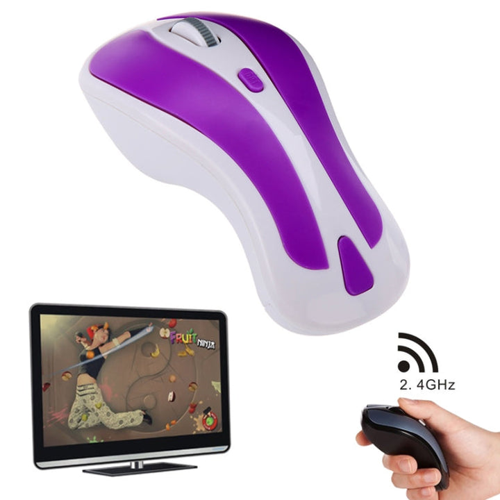 Lisslune | PR-01 6D Gyroscope Fly Air Mouse 2.4G USB Receiver 1600 DPI Wireless Optical Mouse for Computer PC Android Smart TV Box (Purple + White)