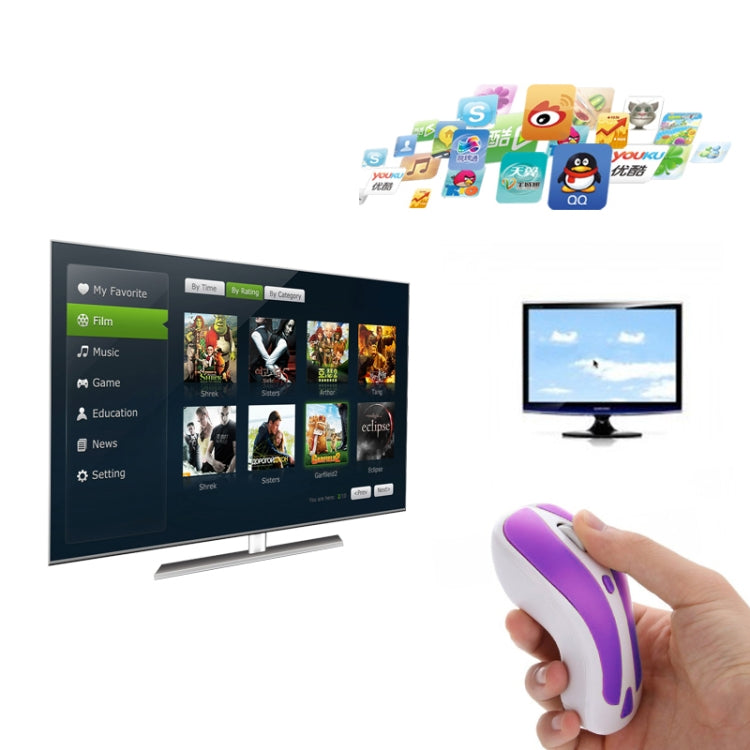 Lisslune | PR-01 6D Gyroscope Fly Air Mouse 2.4G USB Receiver 1600 DPI Wireless Optical Mouse for Computer PC Android Smart TV Box (Purple + White)