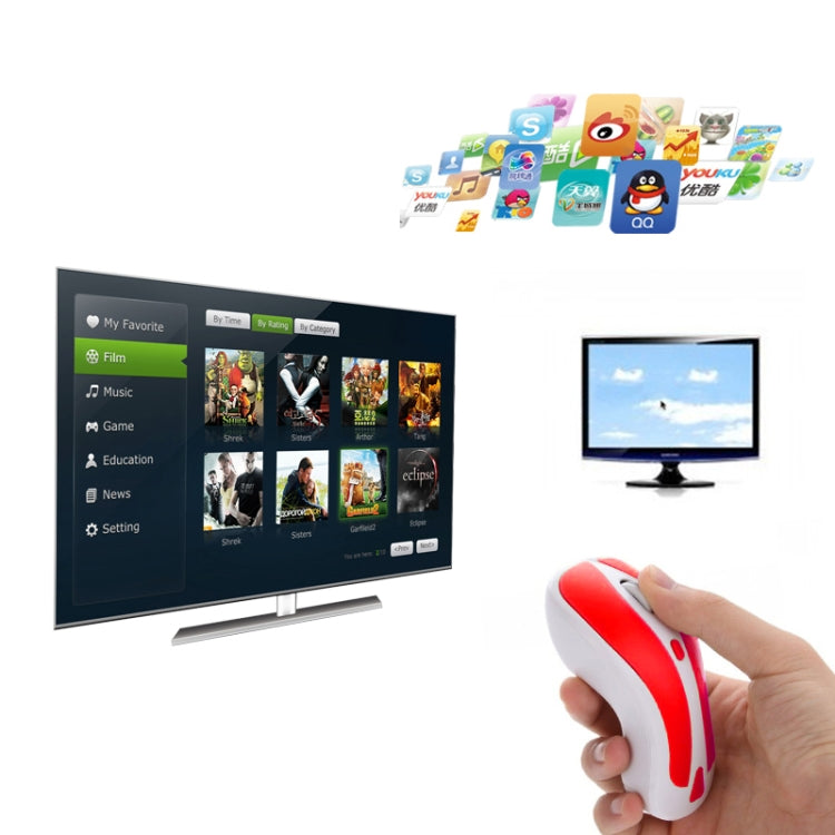 Lisslune | PR-01 6D Gyroscope Fly Air Mouse 2.4G USB Receiver 1600 DPI Wireless Optical Mouse for Computer PC Android Smart TV Box (Red + White)