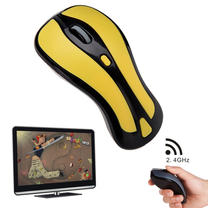 Lisslune | PR-01 6D Gyroscope Fly Air Mouse 2.4G USB Receiver 1600 DPI Wireless Optical Mouse for Computer PC Android Smart TV Box (Yellow + Black)