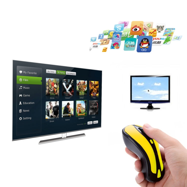 Lisslune | PR-01 6D Gyroscope Fly Air Mouse 2.4G USB Receiver 1600 DPI Wireless Optical Mouse for Computer PC Android Smart TV Box (Yellow + Black)