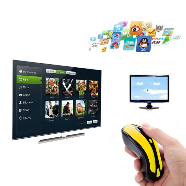 Lisslune | PR-01 6D Gyroscope Fly Air Mouse 2.4G USB Receiver 1600 DPI Wireless Optical Mouse for Computer PC Android Smart TV Box (Yellow + Black)