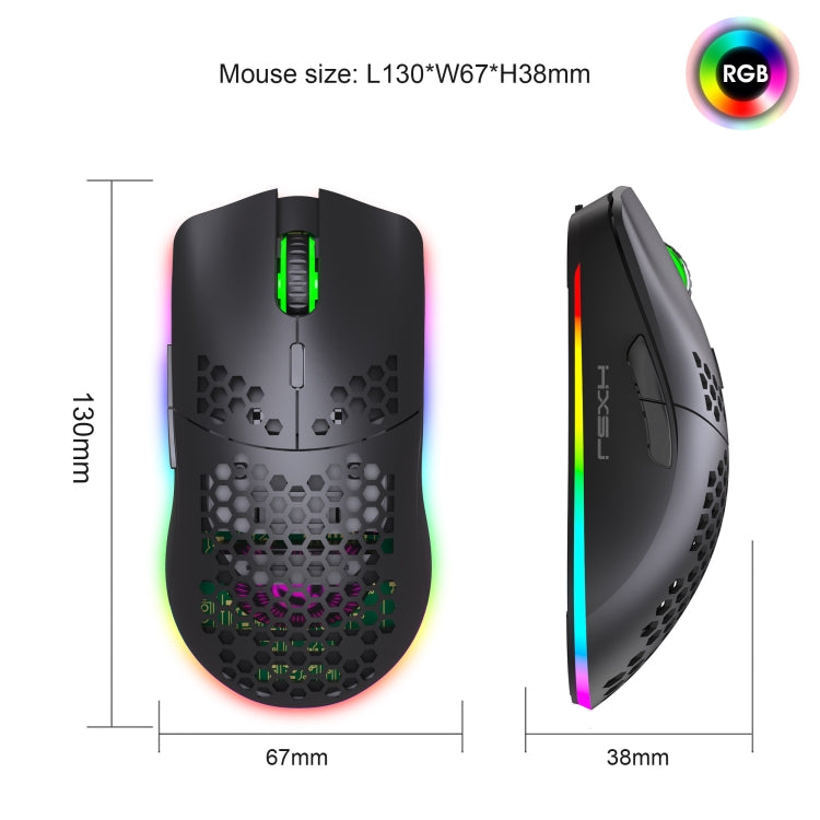 Lisslune | HXSJ T66 7 Button Colorful Lighting Programmable Gaming Wireless Mouse (White)