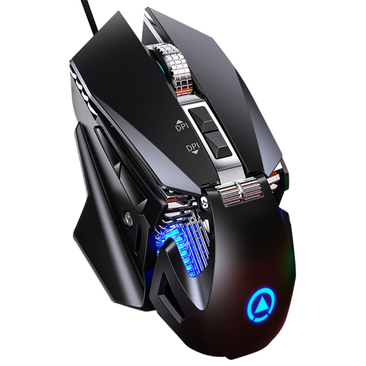 Lisslune | YINDIAO G10 7200DPI 7-Mode Adjustable 7-Button RGB Light Wired Metal Mechanical Hard Core Macro Mouse, Style: Audio Version(Black)