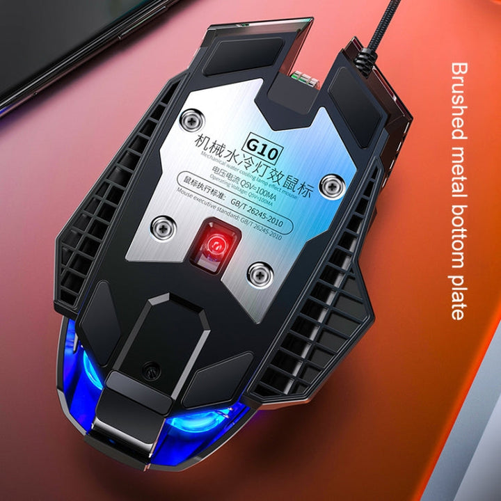 Lisslune | YINDIAO G10 7200DPI 7-Mode Adjustable 7-Button RGB Light Wired Metal Mechanical Hard Core Macro Mouse, Style: Audio Version(Black)