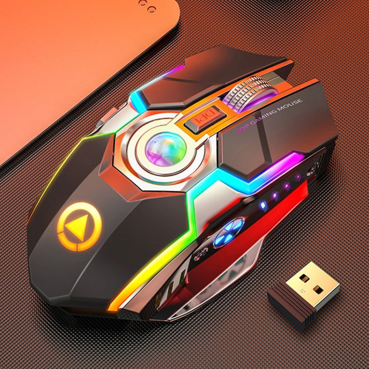 Lisslune | YINDIAO A5 2.4GHz 1600DPI 3-Mode Adjustable Rechargeable RGB Light Wireless Silent Gaming Mouse (Black)