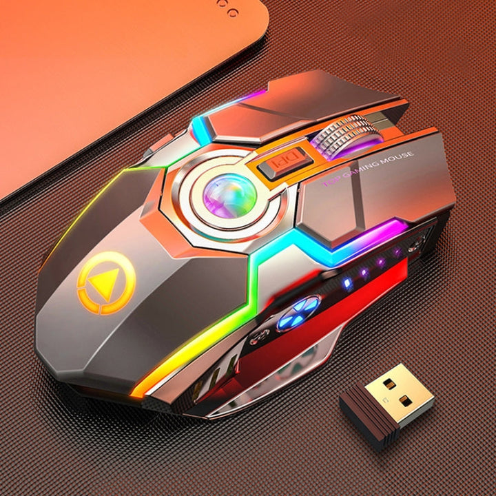 Lisslune | YINDIAO A5 2.4GHz 1600DPI 3-Mode Adjustable Rechargeable RGB Light Wireless Silent Gaming Mouse (Gray)