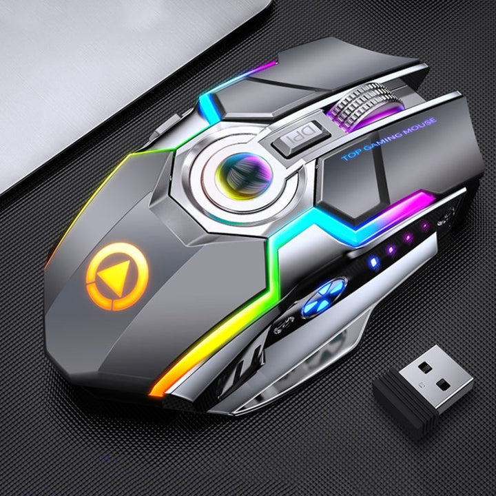 Lisslune | YINDIAO A5 2.4GHz 1600DPI 3-Mode Adjustable Rechargeable RGB Light Wireless Silent Gaming Mouse (Gray)