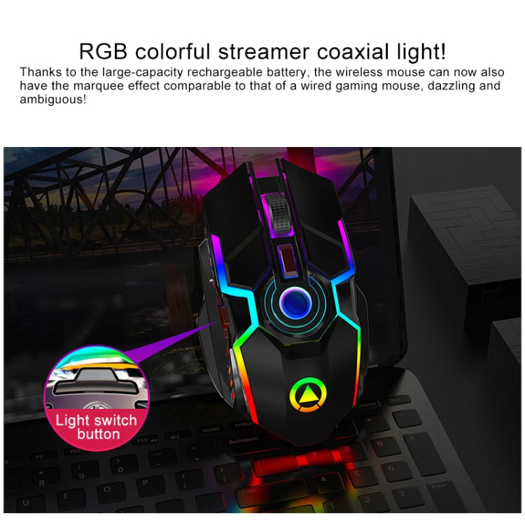 Lisslune | YINDIAO A5 2.4GHz 1600DPI 3-Mode Adjustable Rechargeable RGB Light Wireless Silent Gaming Mouse (Gray)