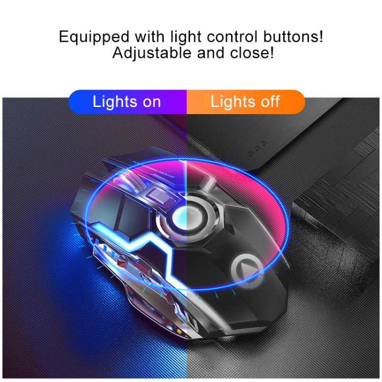 Lisslune | YINDIAO A5 2.4GHz 1600DPI 3-Mode Adjustable Rechargeable RGB Light Wireless Silent Gaming Mouse (Gray)