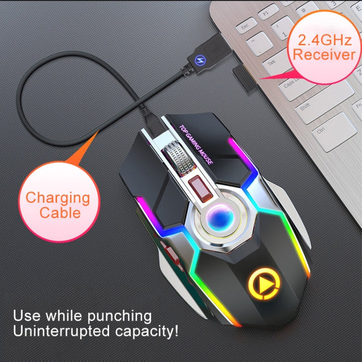 Lisslune | YINDIAO A5 2.4GHz 1600DPI 3-Mode Adjustable Rechargeable RGB Light Wireless Silent Gaming Mouse (Black)