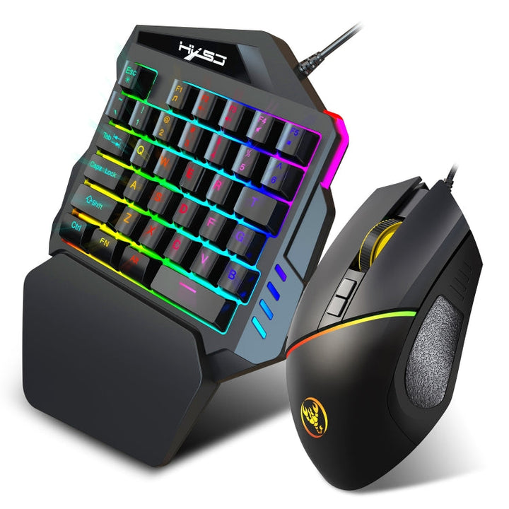 Lisslune | HXSJ V100 + A876 Mobile Game One-Hand Wired Keyboard + Mouse Set