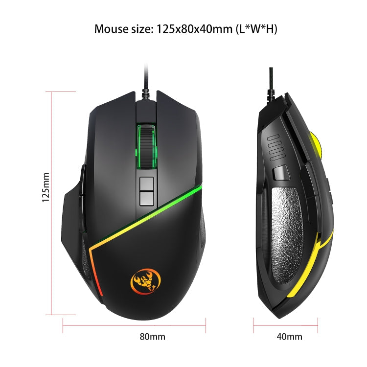 Lisslune | HXSJ V100 + A876 Mobile Game One-Hand Wired Keyboard + Mouse Set