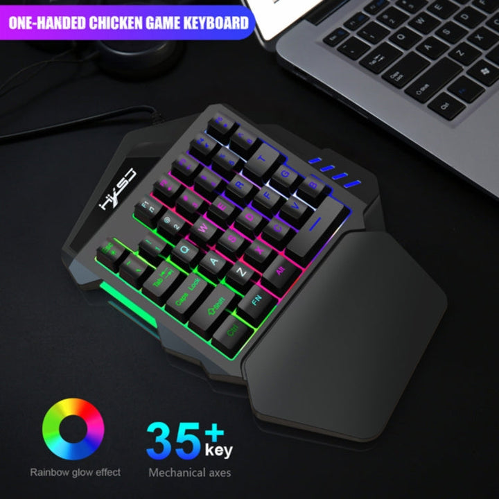 Lisslune | HXSJ V100 + A876 Mobile Game One-Hand Wired Keyboard + Mouse Set
