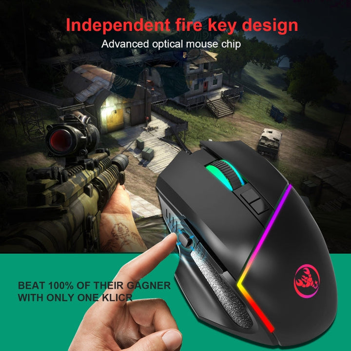 Lisslune | HXSJ V100 + A876 Mobile Game One-Hand Wired Keyboard + Mouse Set