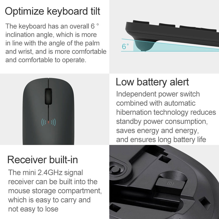 Lisslune | Original Xiaomi 2.4GHz Wireless Keyboard + Mouse Set 2 for Notebook Desktop Laptop (Black)