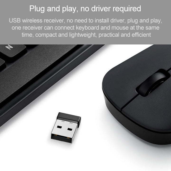 Lisslune | Original Xiaomi 2.4GHz Wireless Keyboard + Mouse Set 2 for Notebook Desktop Laptop (Black)