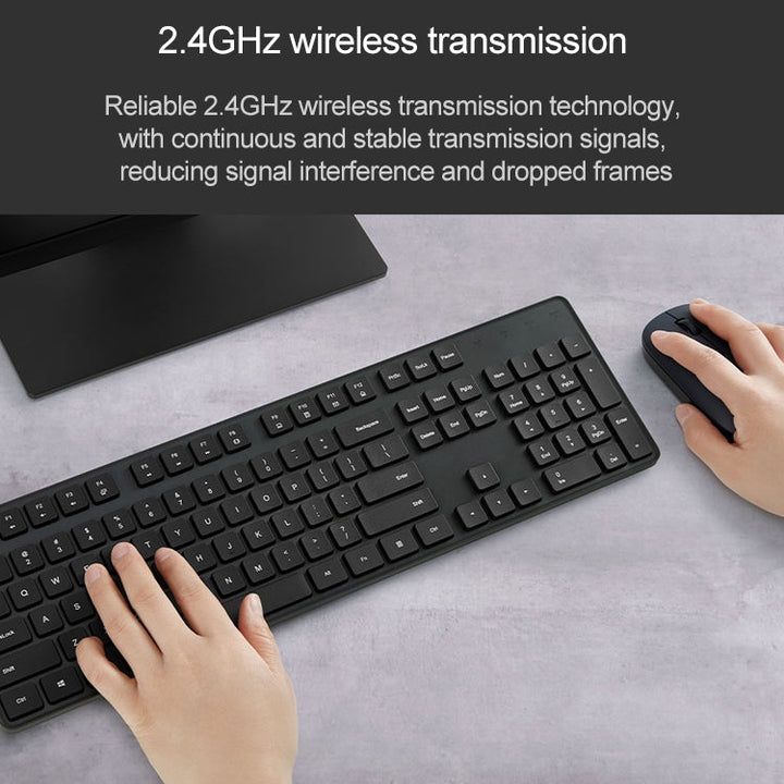 Lisslune | Original Xiaomi 2.4GHz Wireless Keyboard + Mouse Set 2 for Notebook Desktop Laptop (Black)