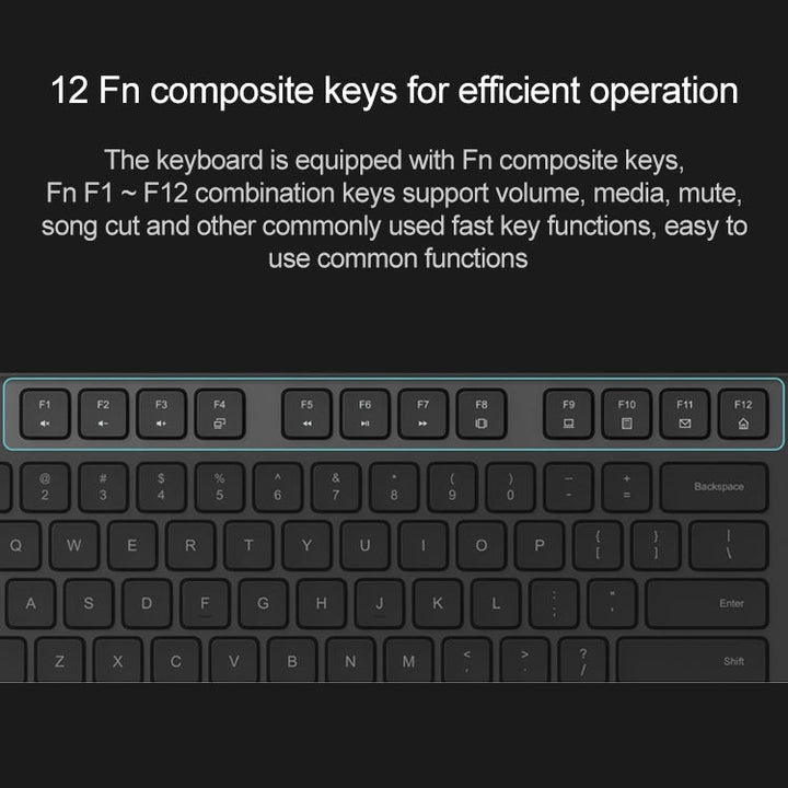 Lisslune | Original Xiaomi 2.4GHz Wireless Keyboard + Mouse Set 2 for Notebook Desktop Laptop (Black)