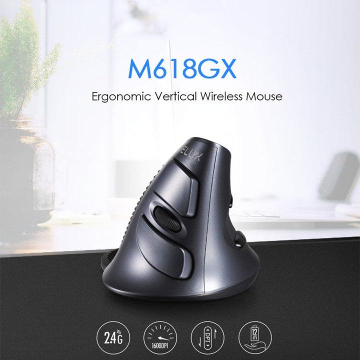 Lisslune | DELUX M618GX Wireless Ergonomic Vertical Mouse 1600DPI Optical Mouse