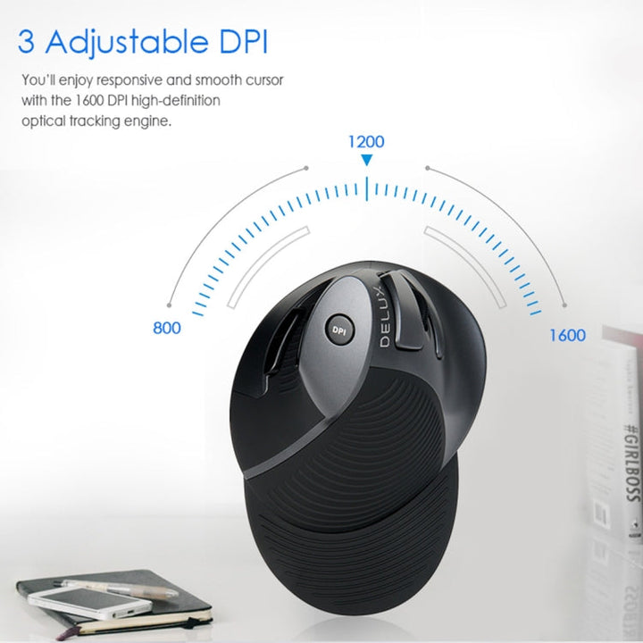 Lisslune | DELUX M618GX Wireless Ergonomic Vertical Mouse 1600DPI Optical Mouse