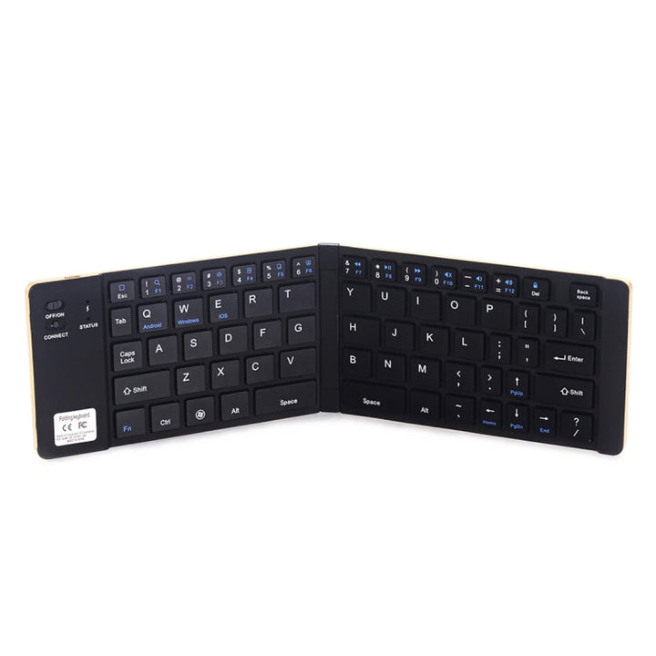 Lisslune | GK228 Ultraportable Foldable Bluetooth V3.0 Keyboard, Built-in Holder, Supports Android / iOS / Windows System (Black)