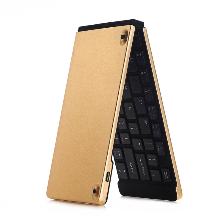 Lisslune | GK228 Ultra-thin Foldable Bluetooth V3.0 Keyboard, Built-in Holder, Supports Android / iOS / Windows System (Gold)