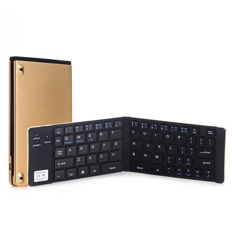 Lisslune | GK228 Ultra-thin Foldable Bluetooth V3.0 Keyboard, Built-in Holder, Supports Android / iOS / Windows System (Gold)