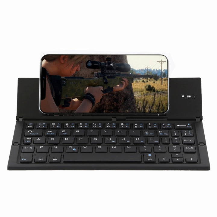 Lisslune | GK608 Ultra-thin foldable Bluetooth V3.0 keyboard, integrated holder, support for Android / iOS / Windows system (Black)