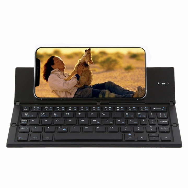 Lisslune | GK608 Ultra-thin foldable Bluetooth V3.0 keyboard, integrated holder, support for Android / iOS / Windows system (Black)