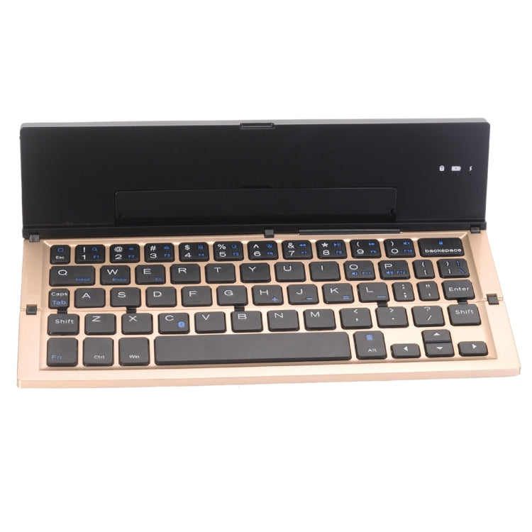 Lisslune | GK608 Ultraportable Folding Bluetooth V3.0 Keyboard, Built-in Holder, Support for Android / iOS / Windows System (Gold)