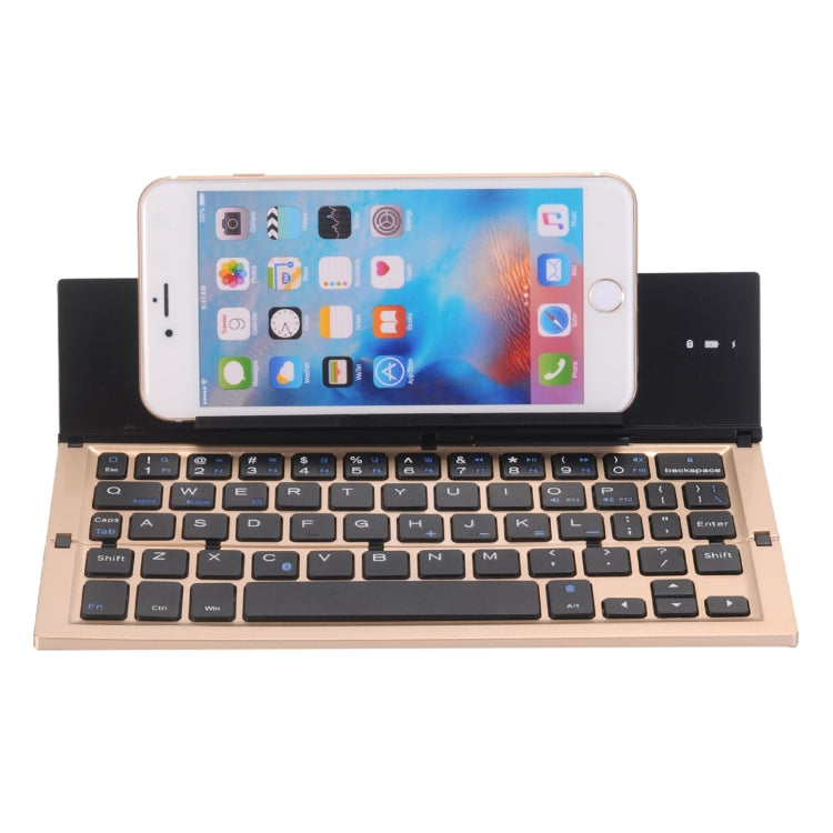Lisslune | GK608 Ultraportable Folding Bluetooth V3.0 Keyboard, Built-in Holder, Support for Android / iOS / Windows System (Gold)