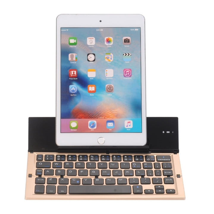 Lisslune | GK608 Ultraportable Folding Bluetooth V3.0 Keyboard, Built-in Holder, Support for Android / iOS / Windows System (Gold)