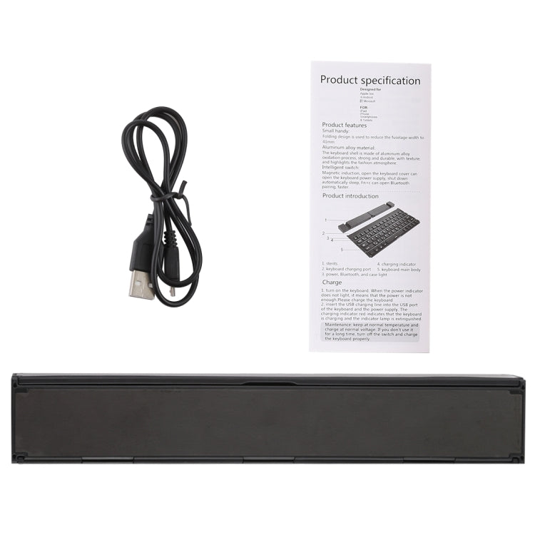 Lisslune | GK808 Ultra-thin Foldable Bluetooth V3.0 Keyboard, Built-in Stand, Supports Android / iOS / Windows System (Black)