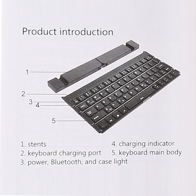 Lisslune | GK808 Ultra-thin Foldable Bluetooth V3.0 Keyboard, Built-in Stand, Supports Android / iOS / Windows System (Black)