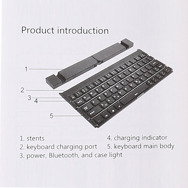 Lisslune | GK808 Ultra-thin Foldable Bluetooth V3.0 Keyboard, Built-in Stand, Supports Android / iOS / Windows System (Black)