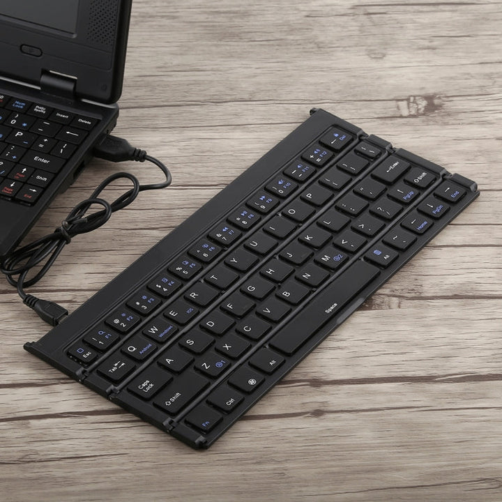 Lisslune | GK808 Ultra-thin Foldable Bluetooth V3.0 Keyboard, Built-in Stand, Supports Android / iOS / Windows System (Black)