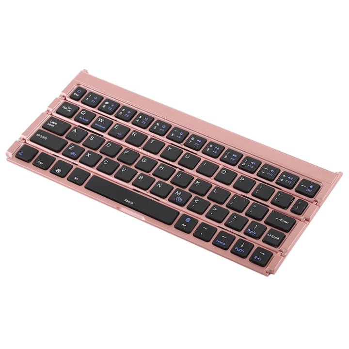 Lisslune | GK808 Ultra-thin Folding Bluetooth V3.0 Keyboard, Integrated Holder, Supports Android / iOS / Windows System (Rose Gold)
