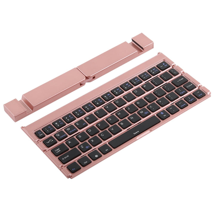 Lisslune | GK808 Ultra-thin Folding Bluetooth V3.0 Keyboard, Integrated Holder, Supports Android / iOS / Windows System (Rose Gold)