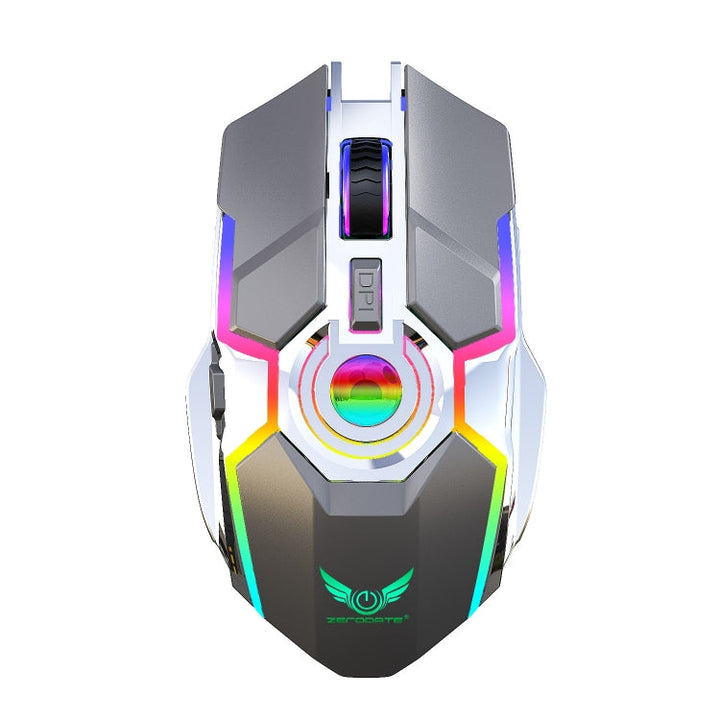 Lisslune | ZERODATE T30 2.4GHz 2400DPI three-level adjustable RGB backlighting Wireless Optical Mouse (Gray)